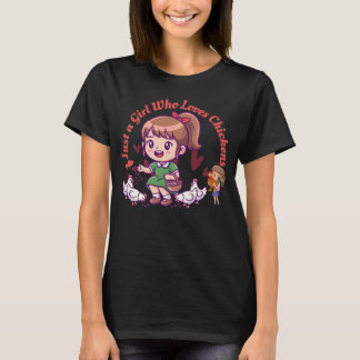 Gewoon een meisje dat van kippen houdt, grappige k t-shirt