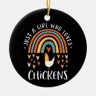 Gewoon een meisje dat van kippen houdt Regenboog g Keramisch Ornament