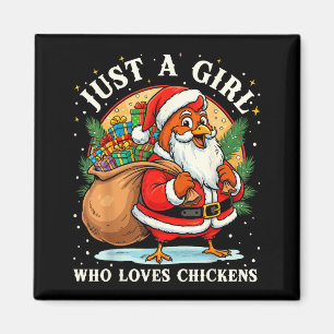Gewoon Een Meisje Dat Van Kippen Kerst Boerderij D Magneet