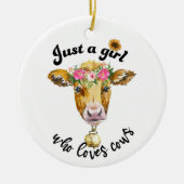 Gewoon een meisje dat van koe houdt, schattige koe keramisch ornament (Voorkant)