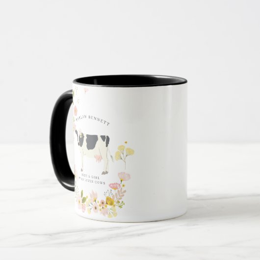 Gewoon een meisje dat van Koeien houdt | Monogram Mok (Voorkant links)