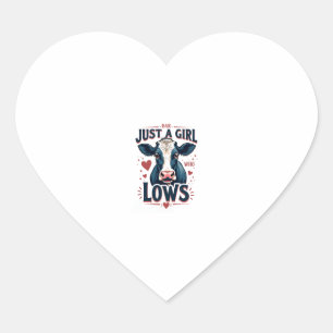 Gewoon een meisje dat van koeien houdt Retro neon Hart Sticker