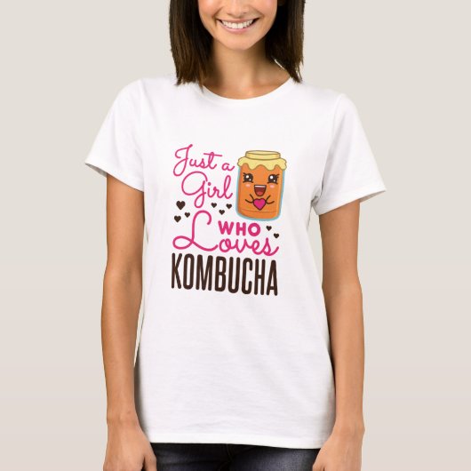 Gewoon een meisje dat van Kombucha Tea Kawaii houd T-shirt (Voorkant)