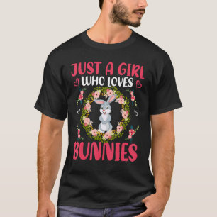Gewoon een meisje dat van konijntjes houdt, bloeme t-shirt