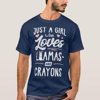 Gewoon een meisje dat van lama's en kleurpotloden t-shirt