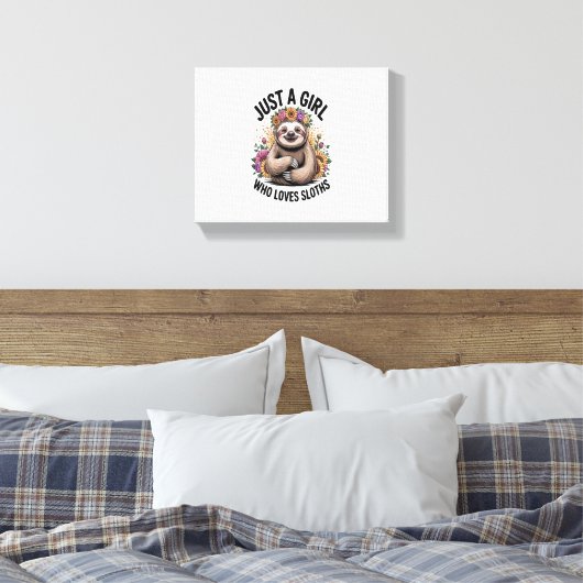 gewoon een meisje dat van luiaards houdt canvas afdruk (Insitu (Slaapkamer))