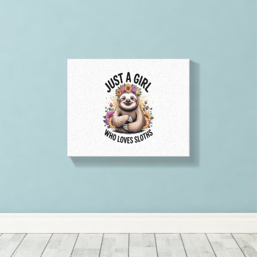 gewoon een meisje dat van luiaards houdt canvas afdruk (Insitu (Houten vloer))