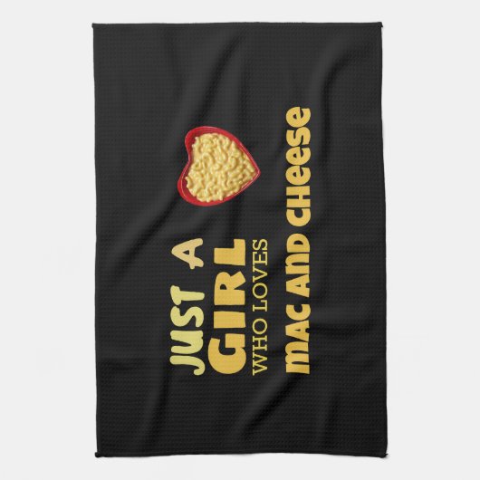 Gewoon een meisje dat van mac en kaas houdt theedoek (Verticaal)