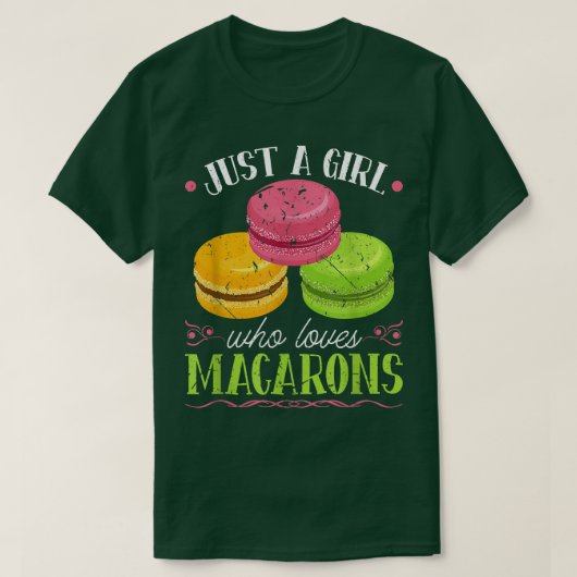 Gewoon een meisje dat van Macarons houdt, Franse b T-shirt (Design voorkant)