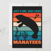 Gewoon een meisje dat van Manatees Retro Animal ho Kaart (Voorkant)