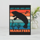Gewoon een meisje dat van Manatees Retro Animal ho Kaart (Staand voorkant)