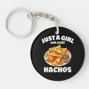 Gewoon een meisje dat van nacho's houdt, grappige sleutelhanger