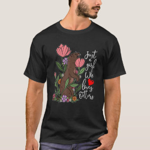 Gewoon een meisje dat van otters houdt met bloemen t-shirt