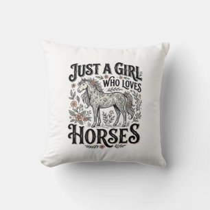 Gewoon een meisje dat van paarden houdt bloemige v kussen
