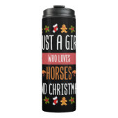 Gewoon een meisje dat van paarden houdt en kerstdr thermosbeker (Voorkant)