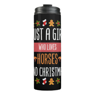Gewoon een meisje dat van paarden houdt en kerstdr thermosbeker