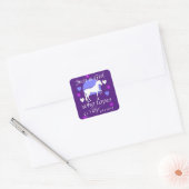 Gewoon een meisje dat van paarden houdt in Paars Vierkante Sticker (Envelop)