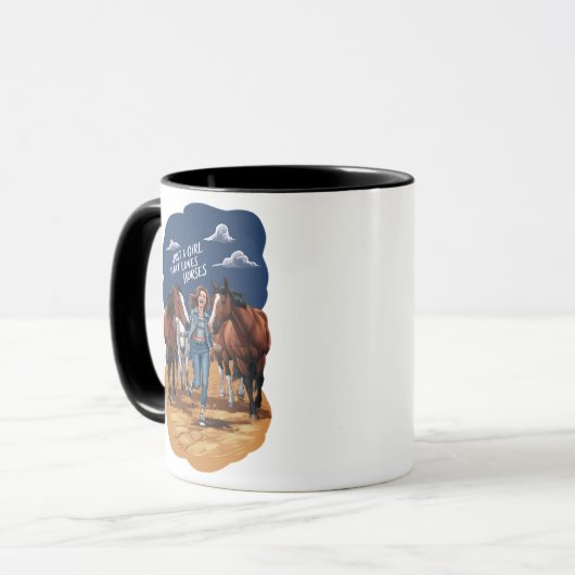 Gewoon een meisje dat van paarden houdt mok (Voorkant links)