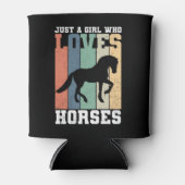 Gewoon een meisje dat van Paarden houdt | Retro  p Blikjeskoeler (Voorkant)