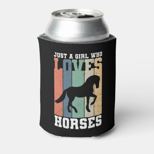 Gewoon een meisje dat van Paarden houdt | Retro  p Blikjeskoeler (Blikje Achterkant)