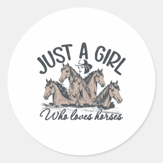 Gewoon een meisje dat van paarden houdt ronde sticker (Voorkant)