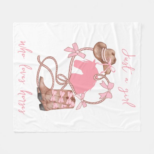 Gewoon een meisje dat van paarden houdt, Western,  Fleece Deken (Voorkant (Horizontaal))