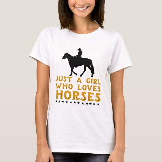 Gewoon een meisje dat van paarden houdt - Western T-shirt (Voorkant)