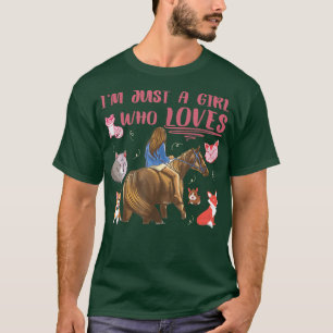 Gewoon een meisje dat van paardenhondenkattenwolve t-shirt
