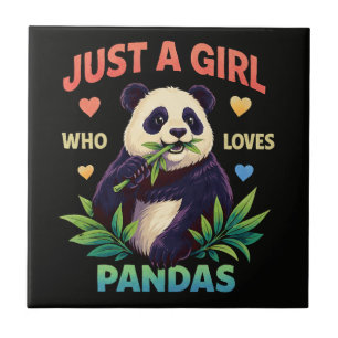 Gewoon een meisje dat van panda's houdt Schattig Tegeltje