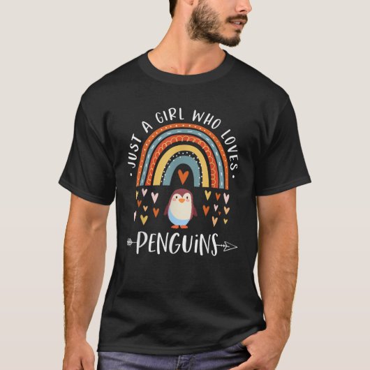 Gewoon een meisje dat van Penguins houdt, Rainbow  T-shirt (Voorkant)