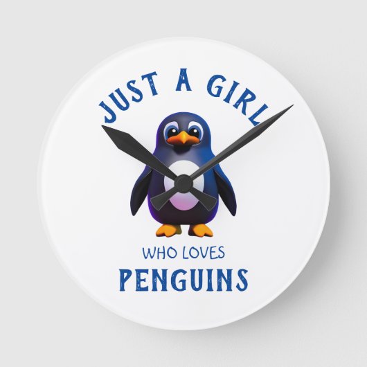 Gewoon een meisje dat van Penguins houdt Ronde Klok (Voorkant)
