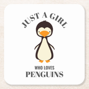 Gewoon een meisje dat van Penguins houdt Vierkante Kartonnen Onderzetter
