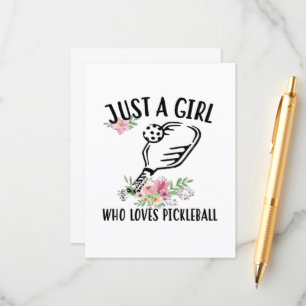 Gewoon een meisje dat van Pickleball houdt Informatiekaartje