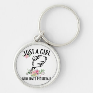 Gewoon een meisje dat van Pickleball houdt Sleutelhanger