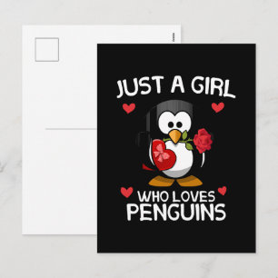 Gewoon een meisje dat van pinguïns houdt feestdagenkaart