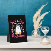 Gewoon een meisje dat van pinguïns houdt fotoplaat (Zijkant)