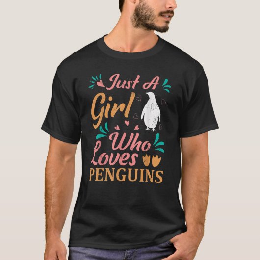 Gewoon een meisje dat van pinguïns houdt, pinguïn  t-shirt (Voorkant)