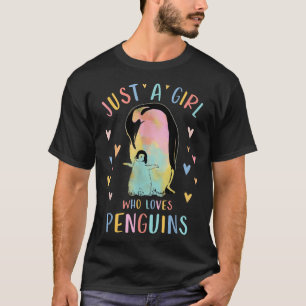 Gewoon een meisje dat van pinguïns Waterverf houdt T-shirt