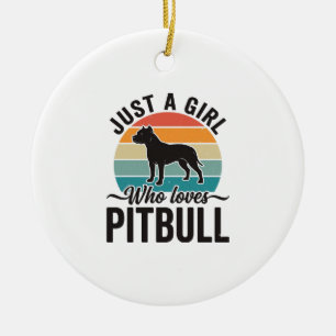 Gewoon een meisje dat van Pitbull houdt Vintage ho Keramisch Ornament