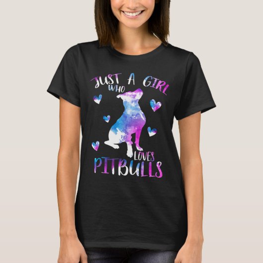 Gewoon een meisje dat van Pitbulls Waterverf Pitbu T-shirt (Voorkant)