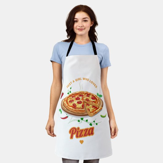 Gewoon een meisje dat van pizza houdt - grappig schort (Gedragen)