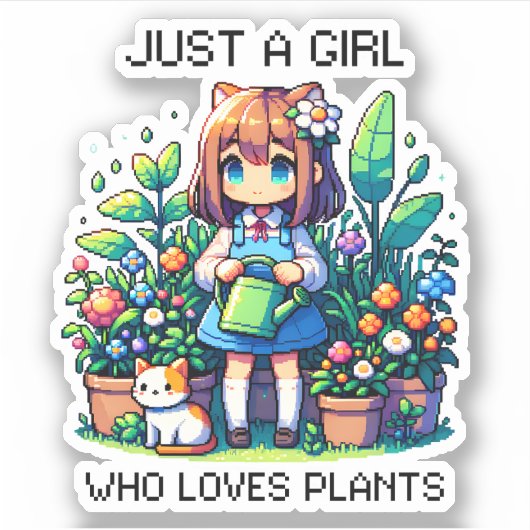 Gewoon een meisje dat van Planten houdt Sticker (Voorkant)