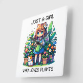 Gewoon een meisje dat van Planten houdt Vierkante Klok (Hoek)