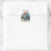 Gewoon een meisje dat van Planten houdt Vierkante Sticker (Tas)