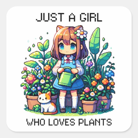 Gewoon een meisje dat van Planten houdt Vierkante Sticker (Voorkant)