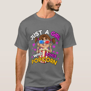 Gewoon een meisje dat van popcorn houdt grappig t-shirt