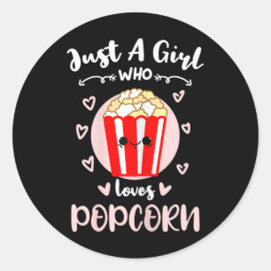 Gewoon een meisje dat van popcorn houdt ronde sticker