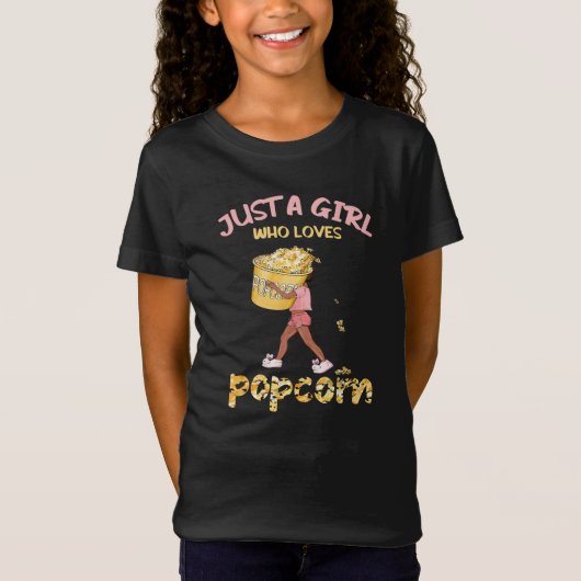 Gewoon een meisje dat van Popcorn houdt T-shirt (Voorkant)