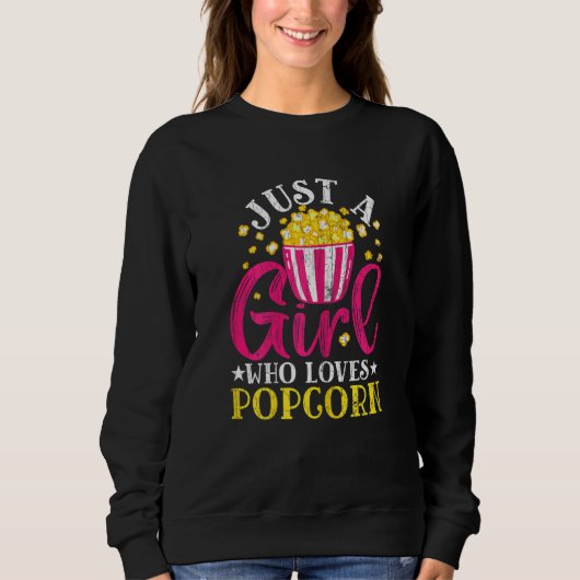 Gewoon een meisje dat van Popcorn Pop Corn Graphic Trui (Voorkant)