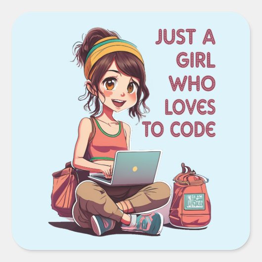 Gewoon een meisje dat van programmeren houdt vierkante sticker (Voorkant)